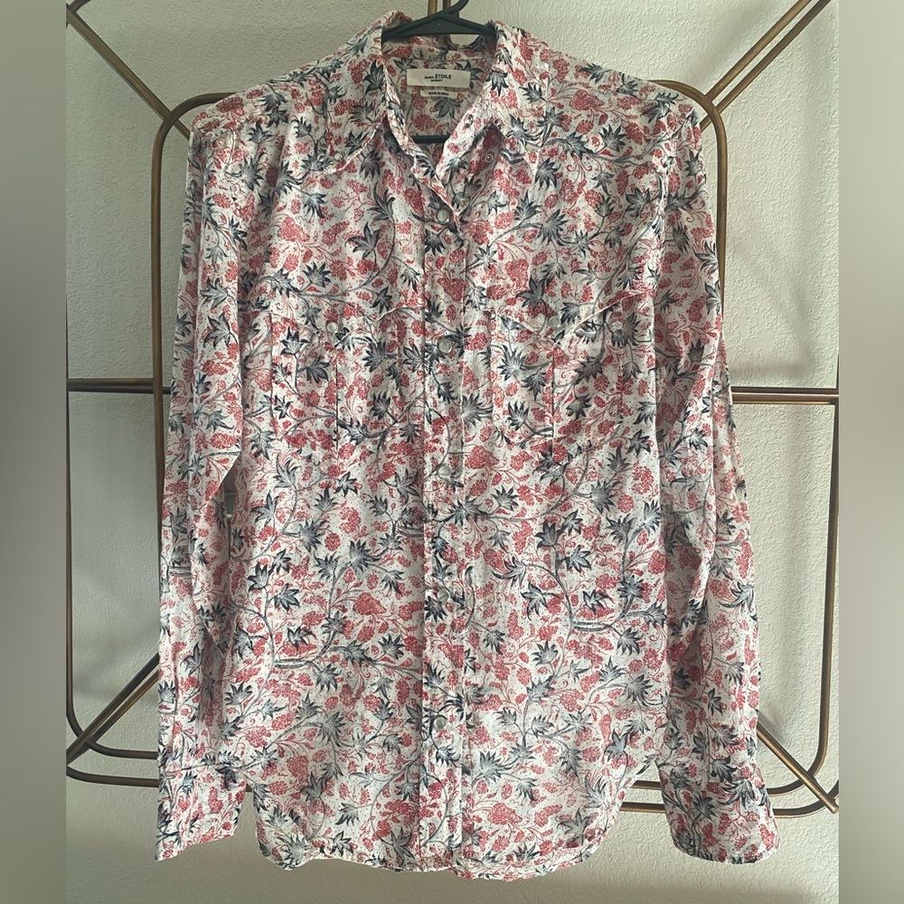 Isabel Marant Etoile Red & blue floral button up